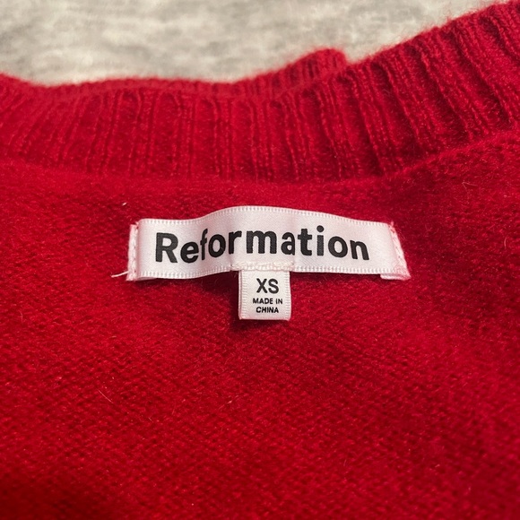 Reformation Brit Regenerative Wool Sweater in Red - Picture 6 of 6
